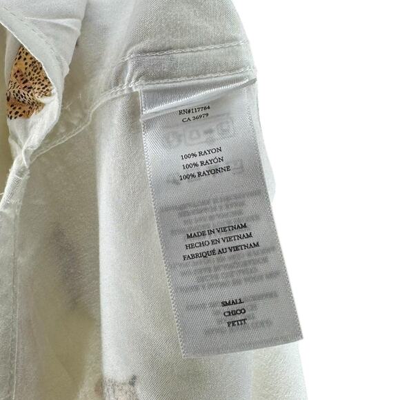 RAILS White Jaguar Print Long Sleeve Button Down Shirt Women's Size Small Animal - Picture 6 of 8